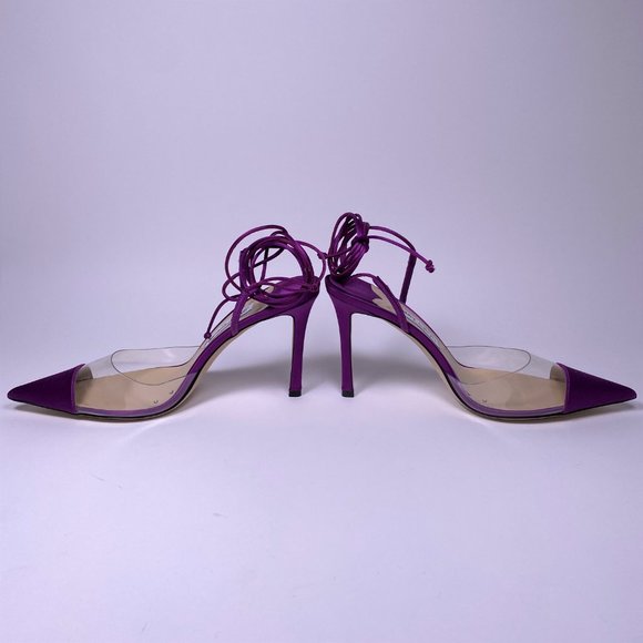 JIMMY CHOO Purple Satin 'Farley 95' PVC Trim - Picture 6 of 11
